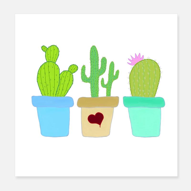 Three Cacti Poster 8" x 8" (20x20 cm)