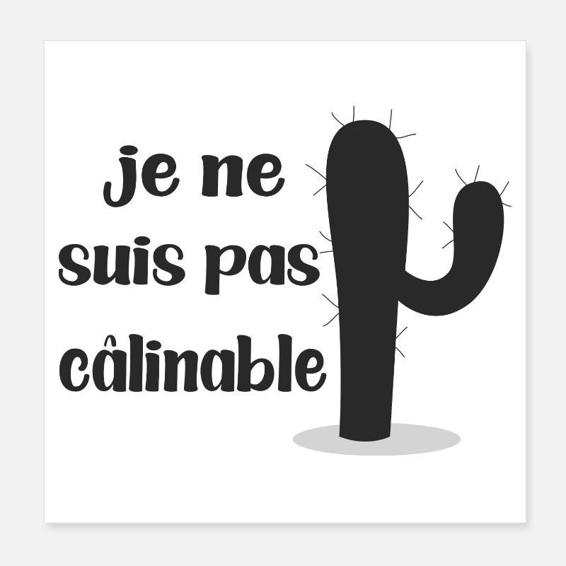 je ne suis pas calinable -no hug -cactus succulent Poster 20 x 20 cm