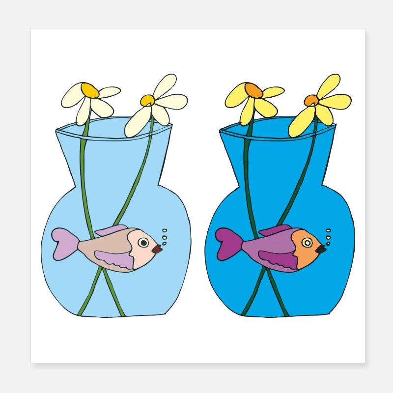 fisch im glas 2er Poster 20x20 cm