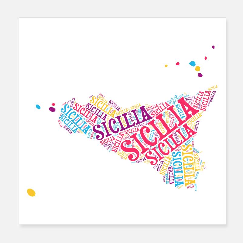 Sicily t-shirt map word cloud t-shirt Poster 8" x 8" (20x20 cm)