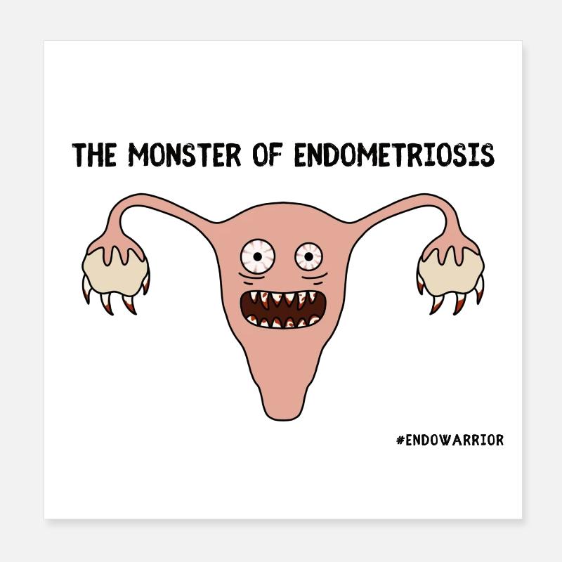 Le monstre de l’endométriose – Endo Warrior Art Poster 20 x 20 cm