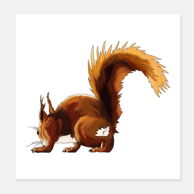 Eichhörnchen Flausch Herbst-Edition - Poster 20x20 cm - Weiß