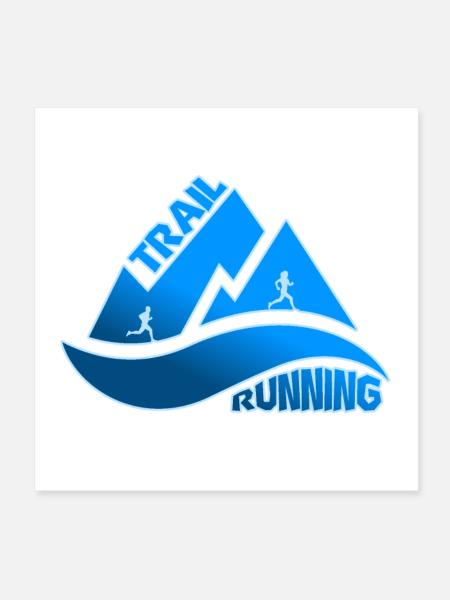 Trail Running Berge Mann Frau - Poster 20x20 cm - Weiß - Vorne