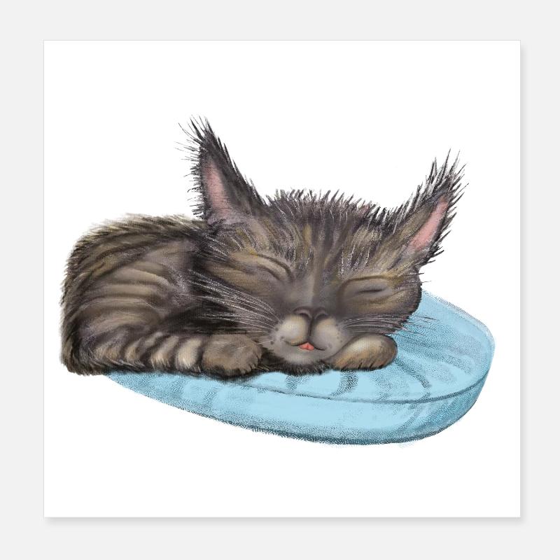 Sleeping Cat Poster 8" x 8" (20x20 cm)
