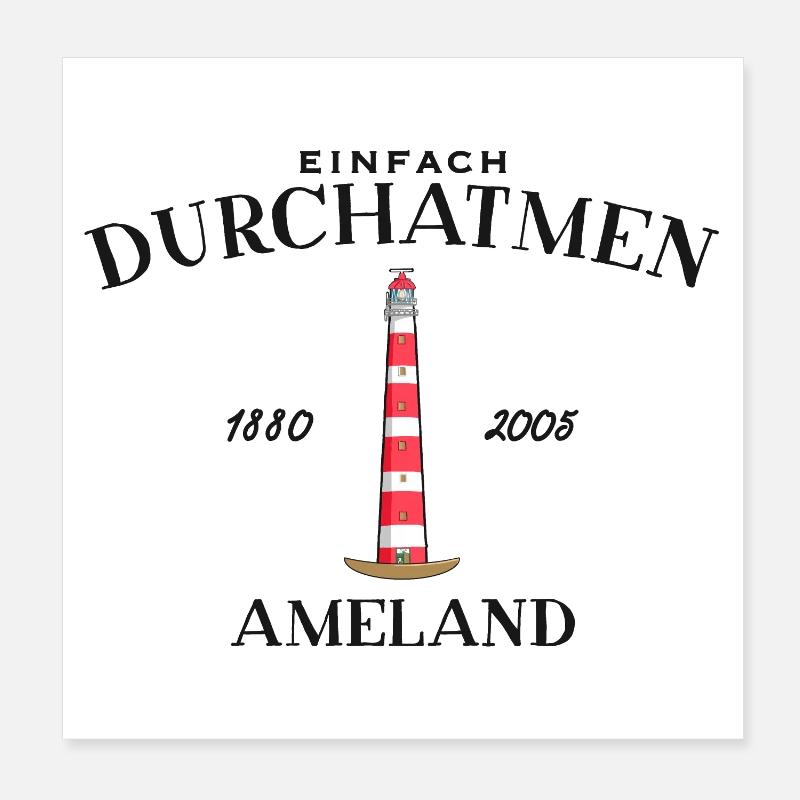 Ameland, Einfach mal Durchatmen, Zeichnung Poster 20x20 cm