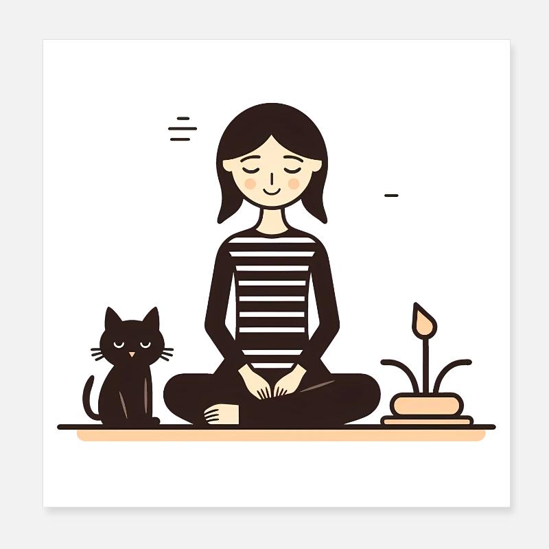 Se détendre avec un chat Poster 20 x 20 cm