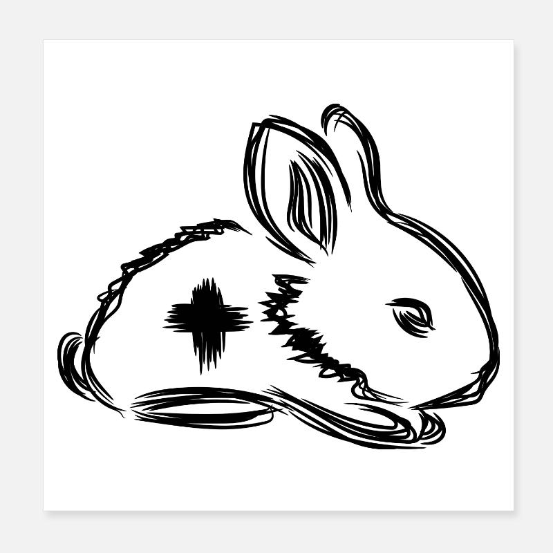 Rabbit First Aid Poster 8" x 8" (20x20 cm)
