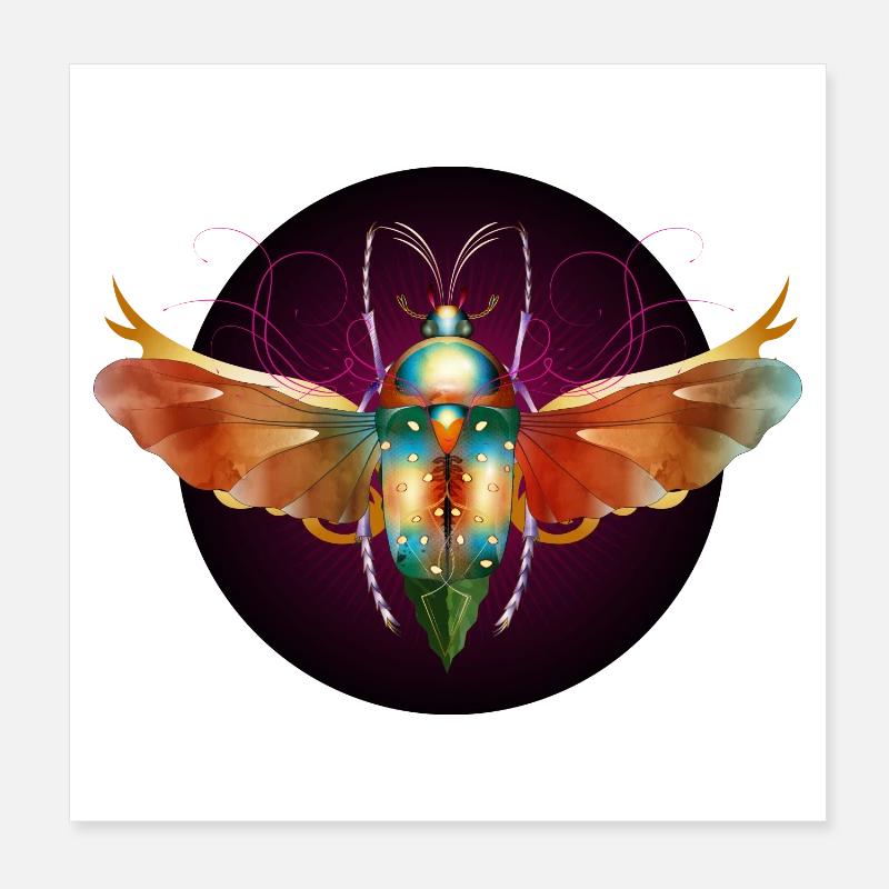 insecte scintillant coloré imaginatif avec des ailes Poster 20 x 20 cm