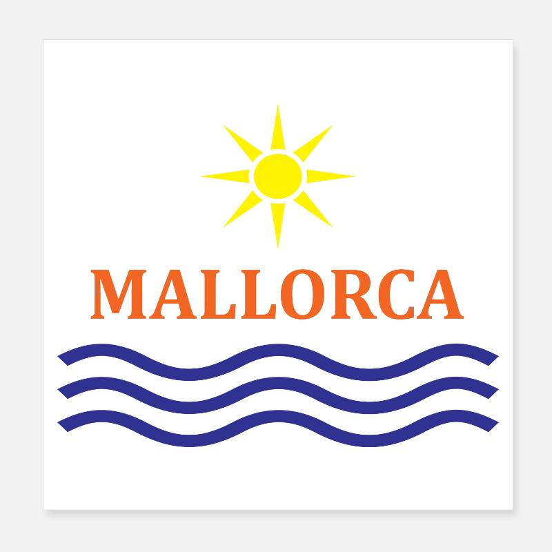 Soleil et vagues Motif Majorque Poster 20 x 20 cm