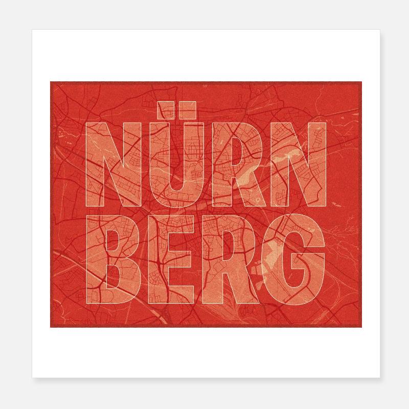 Nuremberg City Map Bold Poster 8" x 8" (20x20 cm)