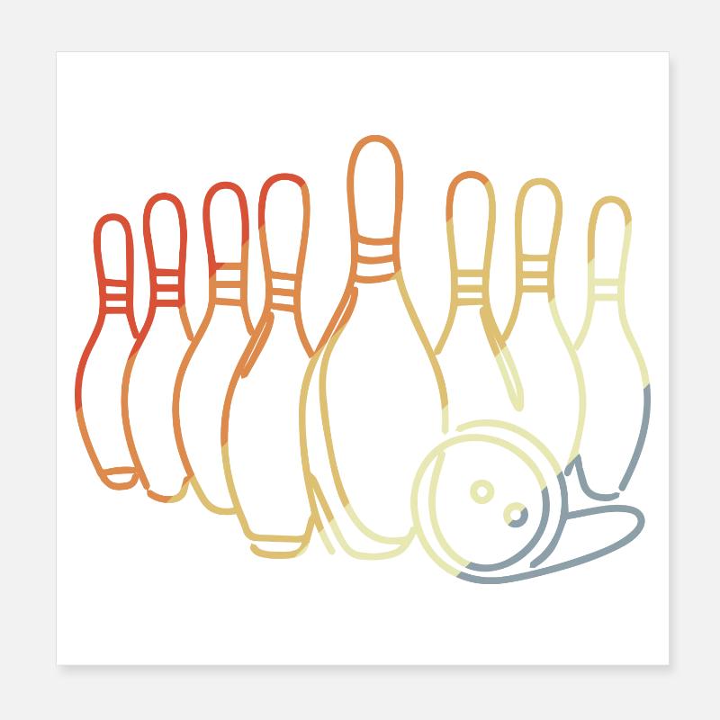 Vintage Bowling Pins und Kugel Poster 20x20 cm