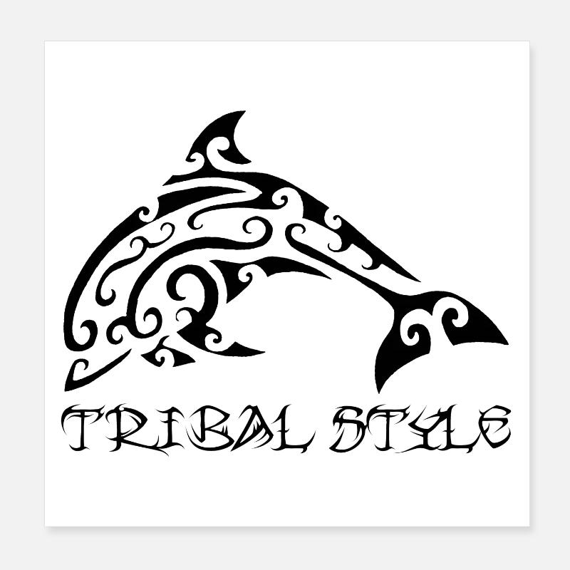 Polynesischer schwarzer Delfin Poster 20x20 cm