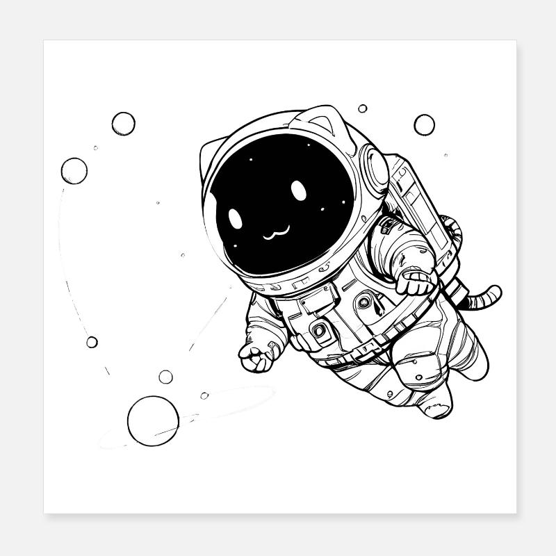 Drôle de chat galactique flottant dans l’espace Poster 20 x 20 cm