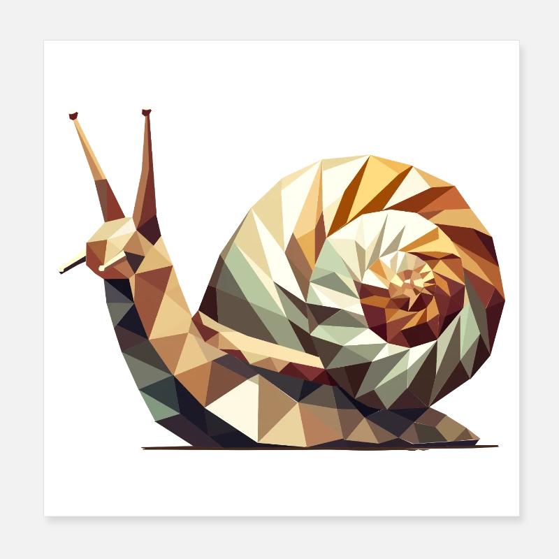 Escargot géométrique – Art Low-Poly stylisé Poster 20 x 20 cm