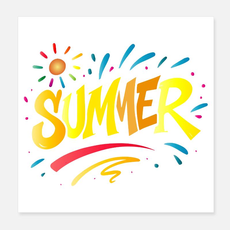 Summer Typo - Design d’été avec des éléments d’éclaboussure Poster 20 x 20 cm