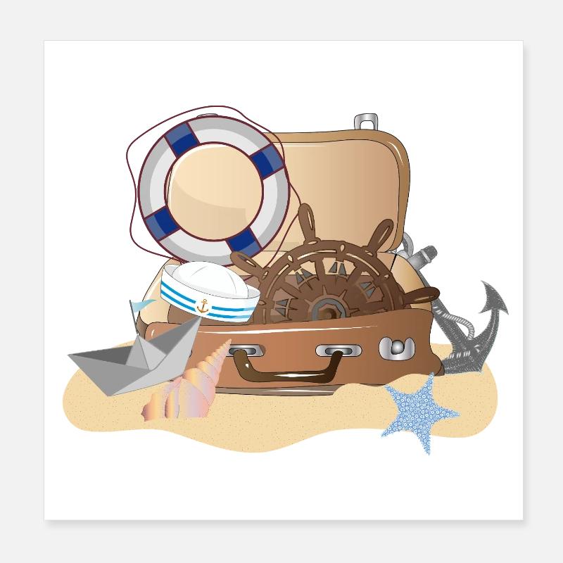 Maritimer Koffer – Nautisches Urlaubsdesign Poster 20x20 cm