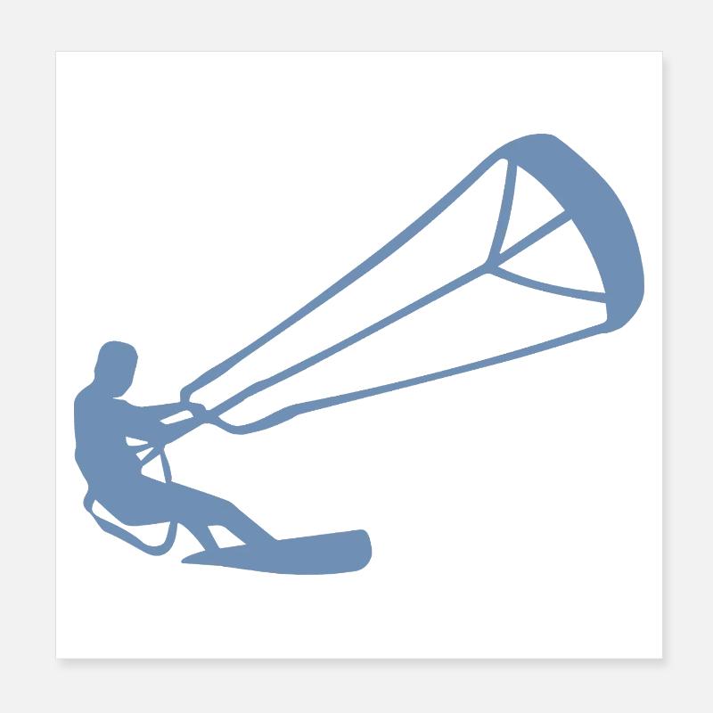 Kitesurfer Silhouette Kiteboarding Adrenalin Sport Poster 20x20 cm