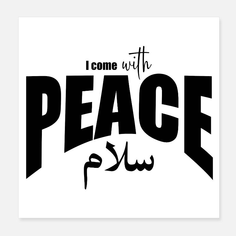 Je viens avec Peace Typography Design-Noir Poster 20 x 20 cm