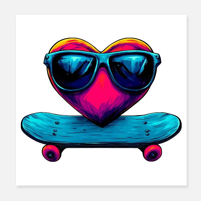 Skateboarder Herz Poster 20x20 cm