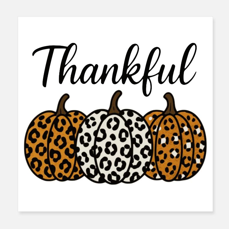 Leopard Kürbis Herbst Dankbar Poster 20x20 cm