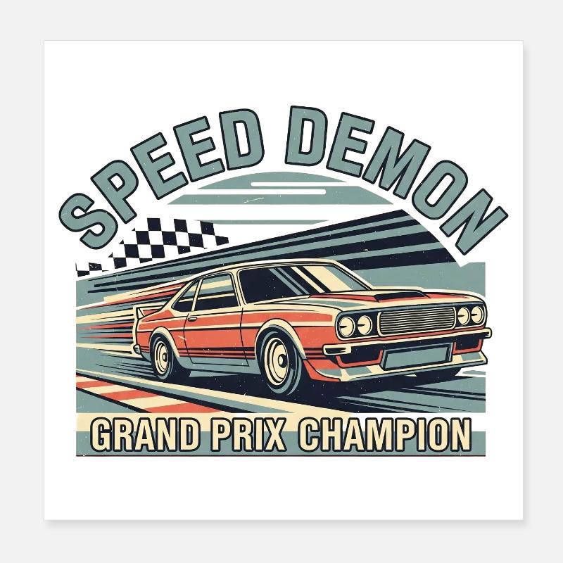 Voiture de course Speed Demón Design Poster 20 x 20 cm