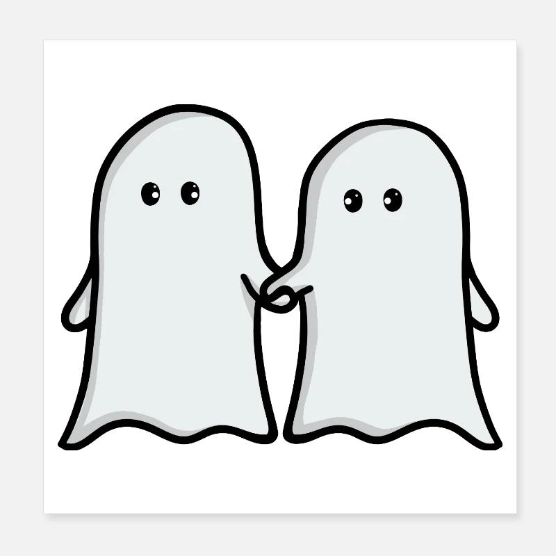 Illustration de duo de fantômes mignons Poster 20 x 20 cm