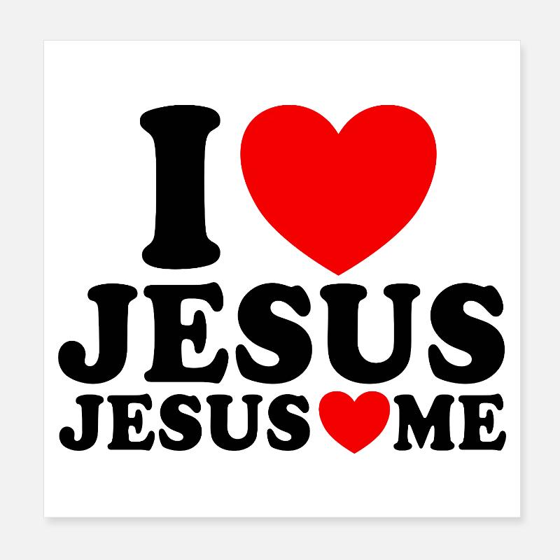 J’aime Jésus Jésus m’aime Foi chrétienne Poster 20 x 20 cm