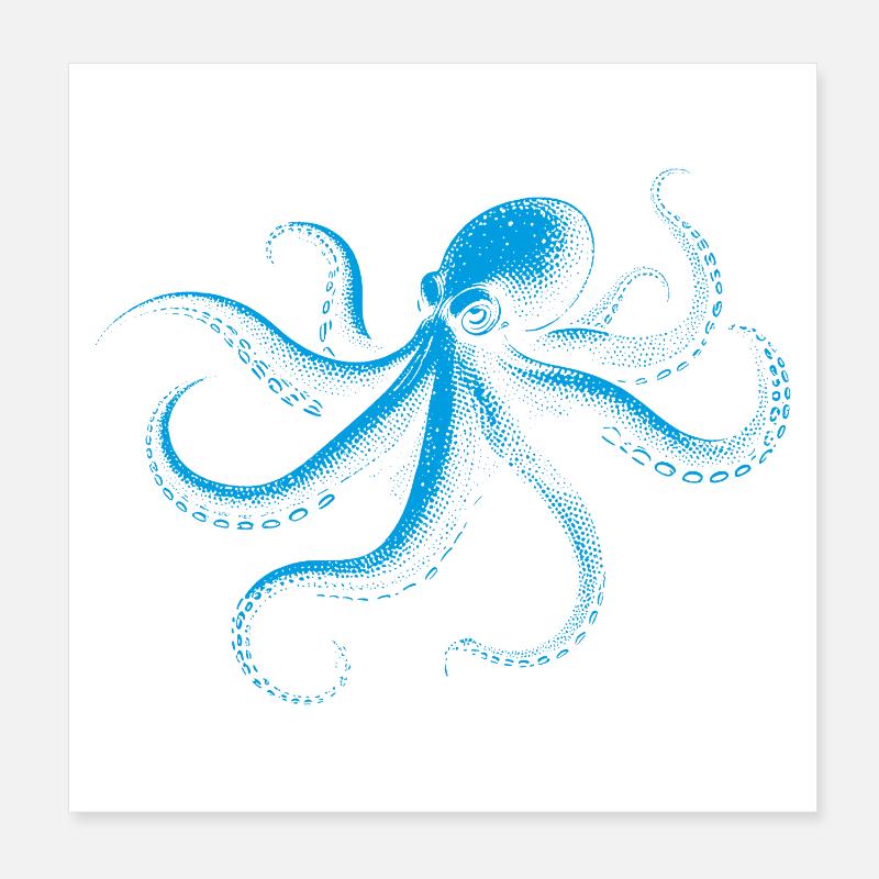 Pieuvre en Monochrome Poster 20 x 20 cm