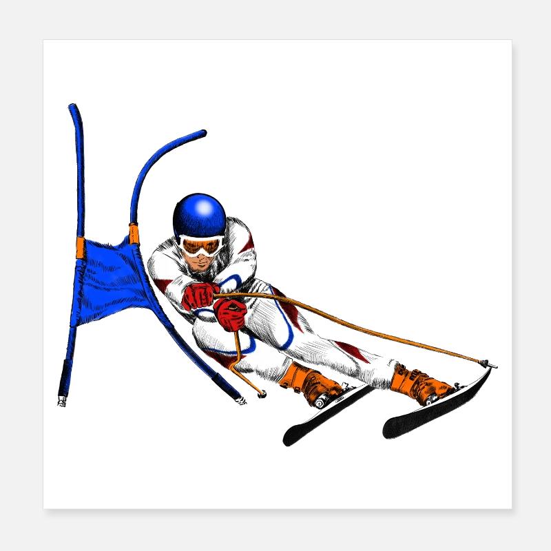 Alpine Skier im Torbogenflug Poster 20x20 cm