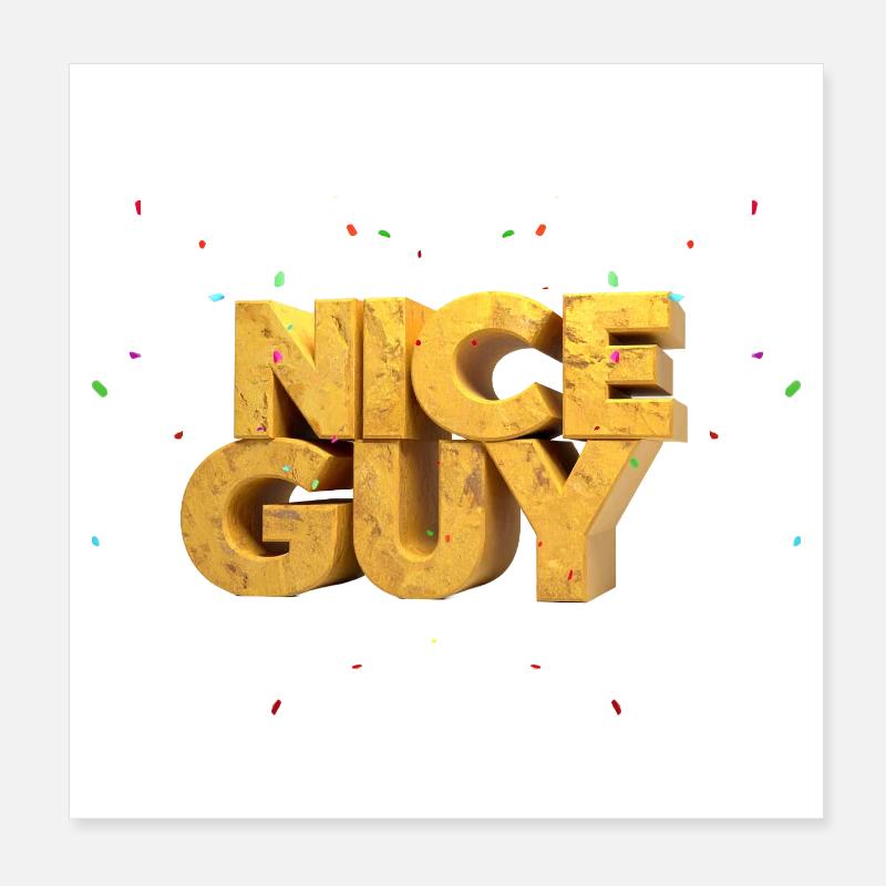 Nice Guy – Lettres monumentales en grès & Conf Poster 20 x 20 cm