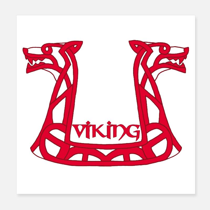 Roter Wikinger-Drache Poster 20x20 cm