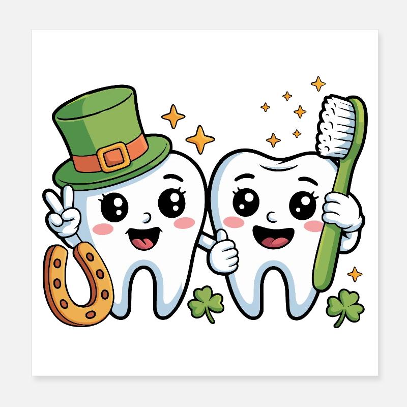 Drôle de dentiste St Patricks Day Poster 20 x 20 cm