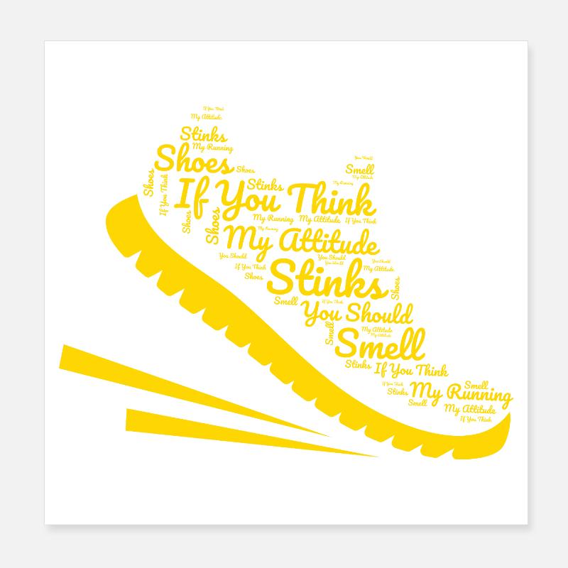 Courir mon attitude pue Sentir mes chaussures Marathon Poster 20 x 20 cm