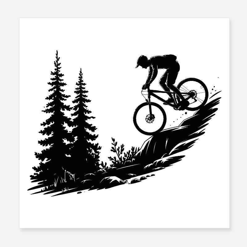 MTB Mountain Bike Poster 8" x 8" (20x20 cm)