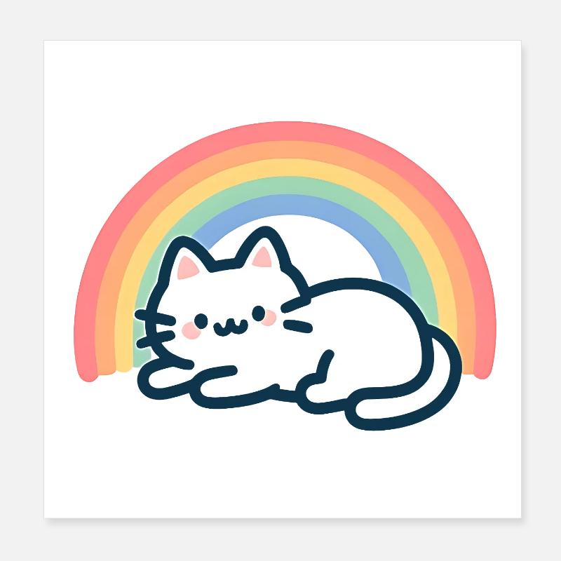 Süße Regenbogenkatze Poster 20x20 cm