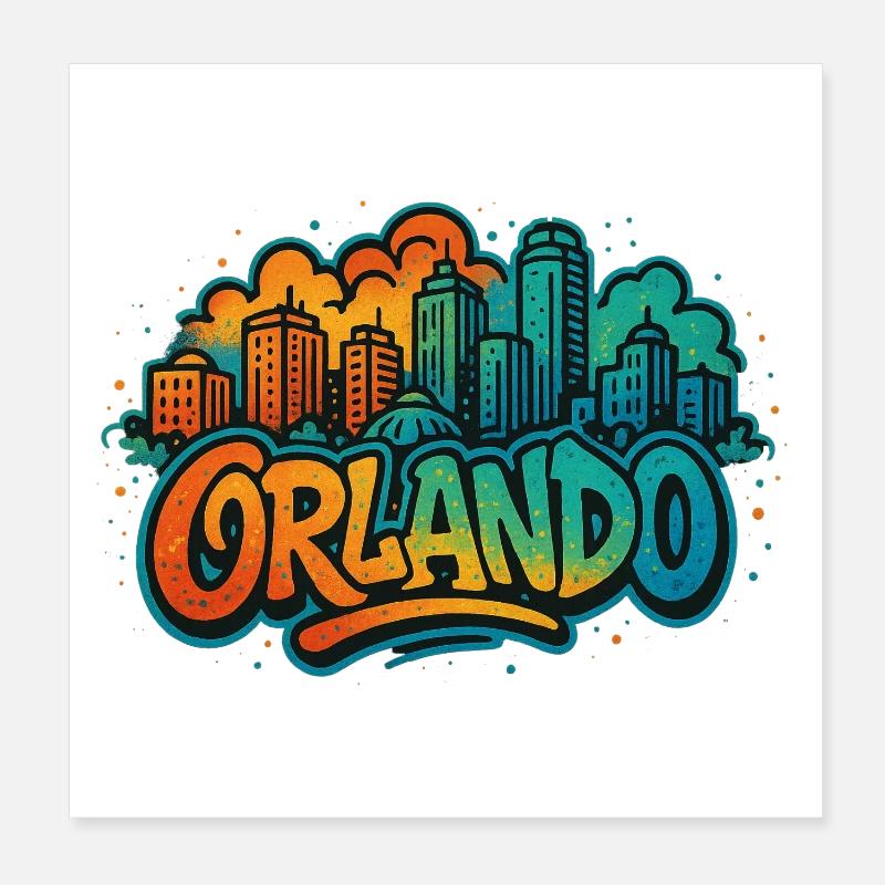 Orlando Graffiti Skyline Poster 20 x 20 cm