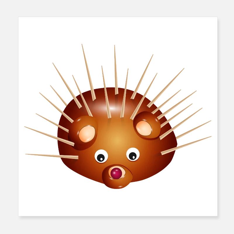 Mignon Hérisson Châtaignier – Enfance et plaisir de bricolage Poster 20 x 20 cm
