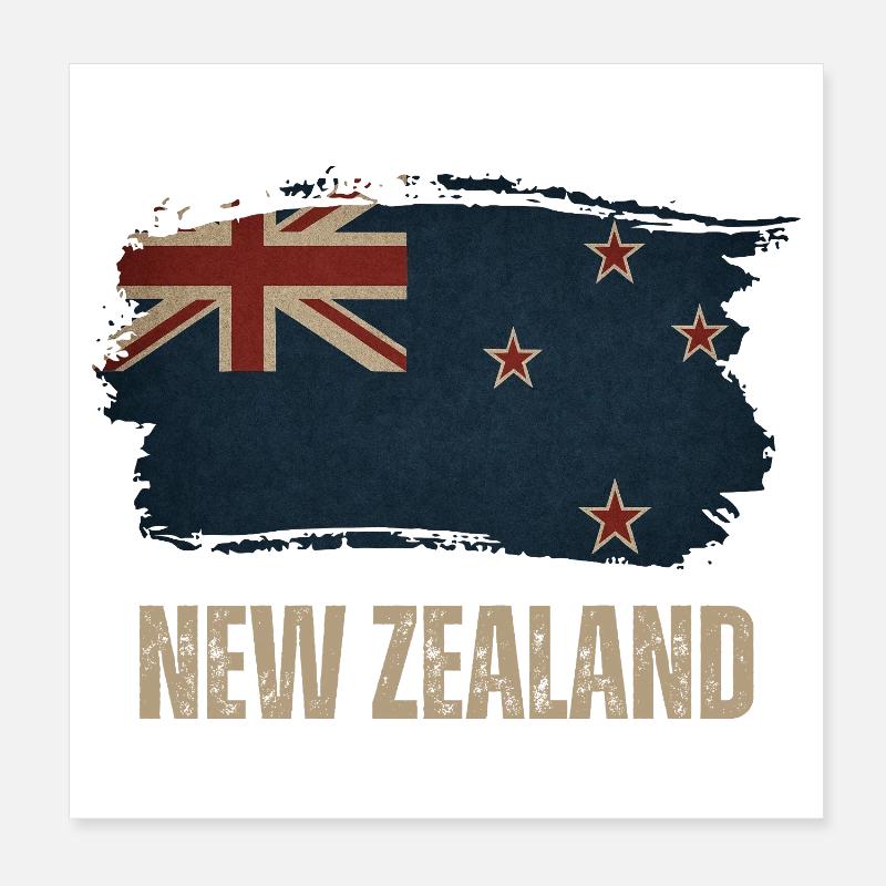 Grunge Neuseeland Flagge - Poster 20x20 cm - Weiß