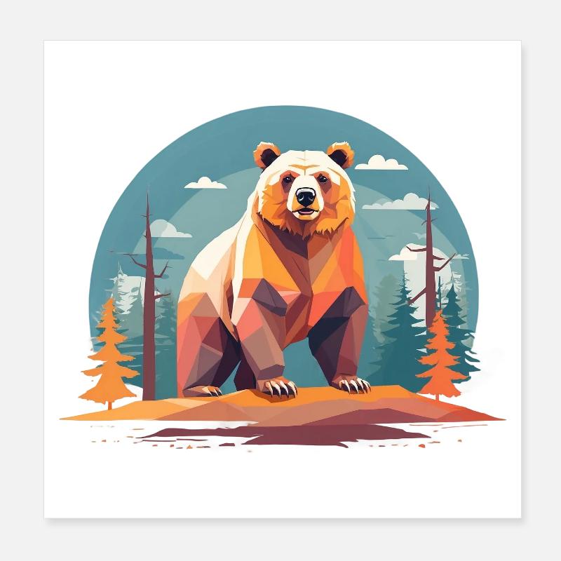 Polygone ours dans la forêt Poster 20 x 20 cm