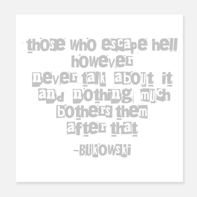 Typographie des citations usées de Bukowski Poster 20 x 20 cm