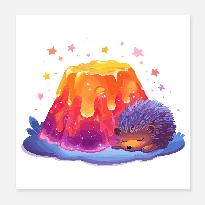 Lava Hill Cuddly Hedgehog Poster 8" x 8" (20x20 cm)