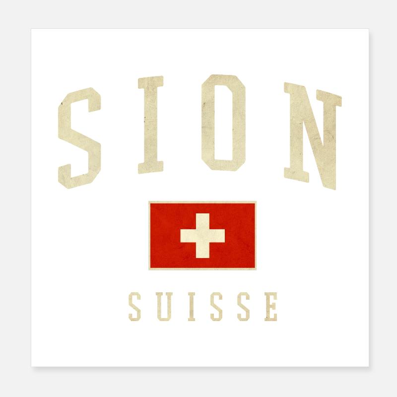 Emblème Sion Suisse Vintage Poster 20 x 20 cm