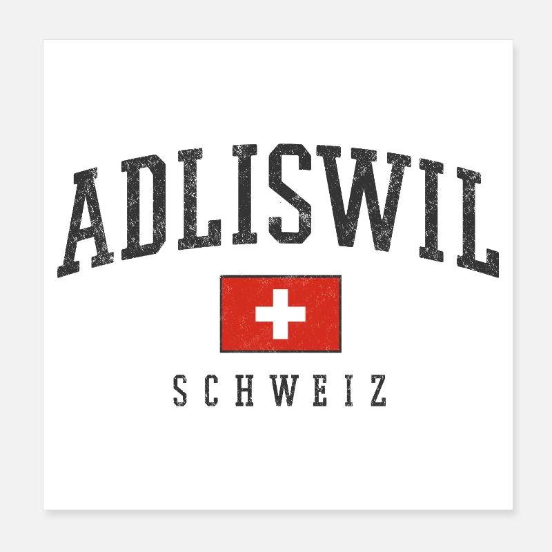 Adliswil Schweiz Logo mit Schweizer Flagge Poster 20x20 cm