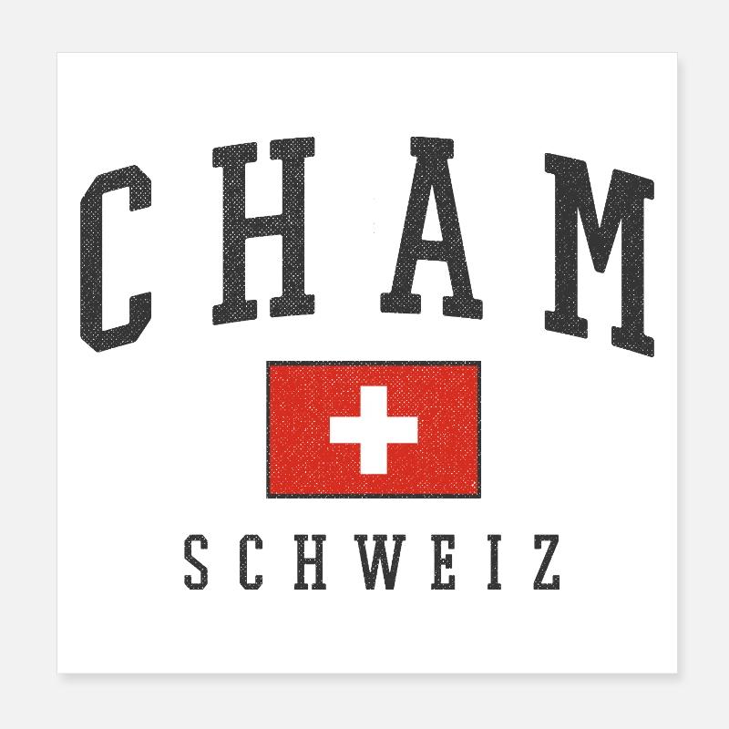 Cham Schweiz Flaggenstil Poster 20x20 cm