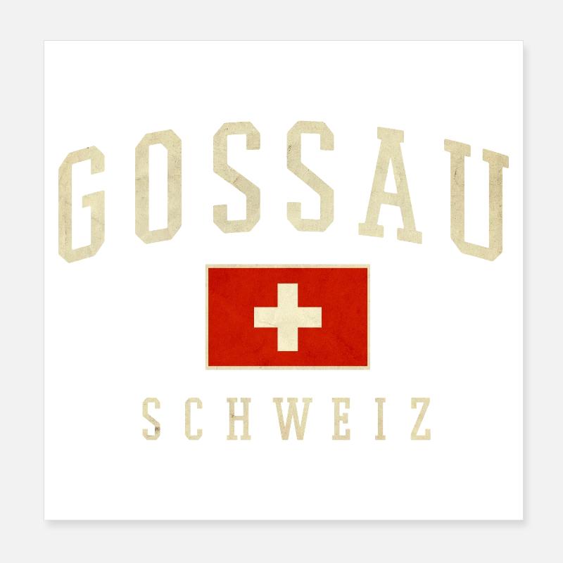 Emblème de Gossau Suisse avec drapeau suisse Poster 20 x 20 cm