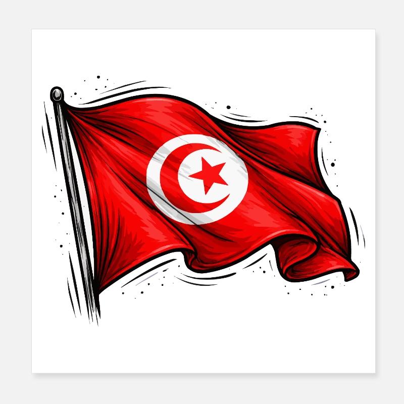 Tunesische Flagge  Poster 20x20 cm