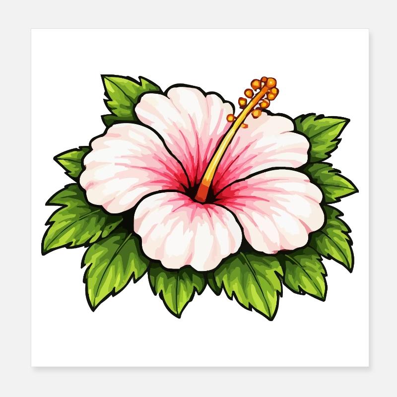 Floraison tropicale de l’hibiscus Poster 20 x 20 cm