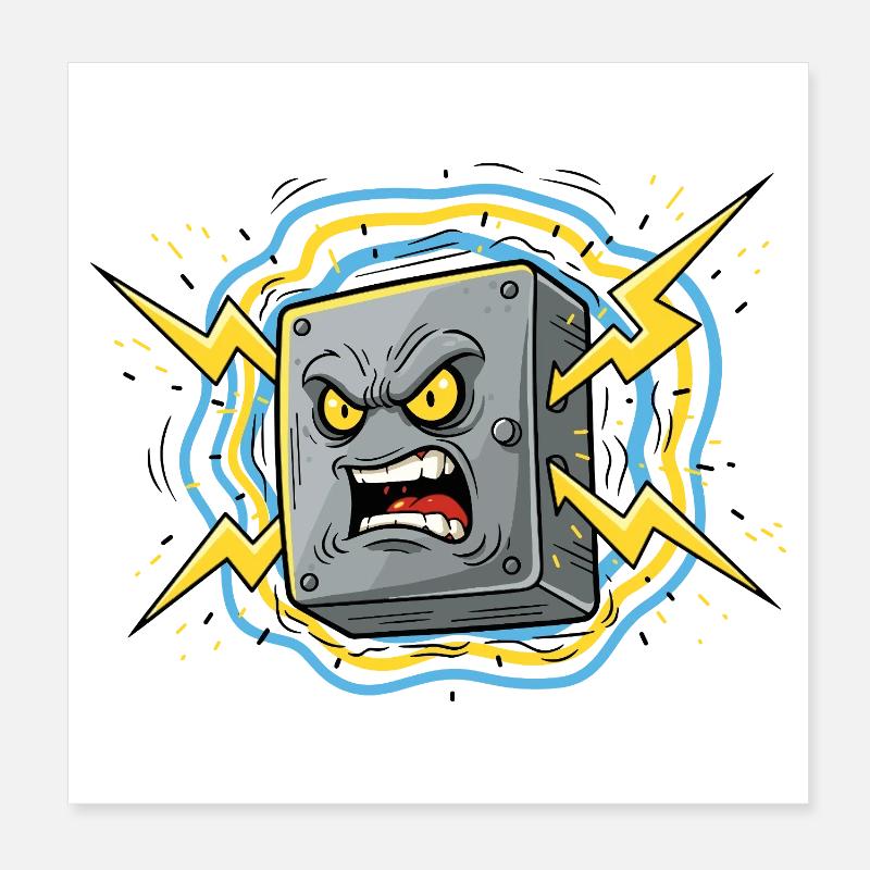 Angry Socket Lightning Poster 8" x 8" (20x20 cm)