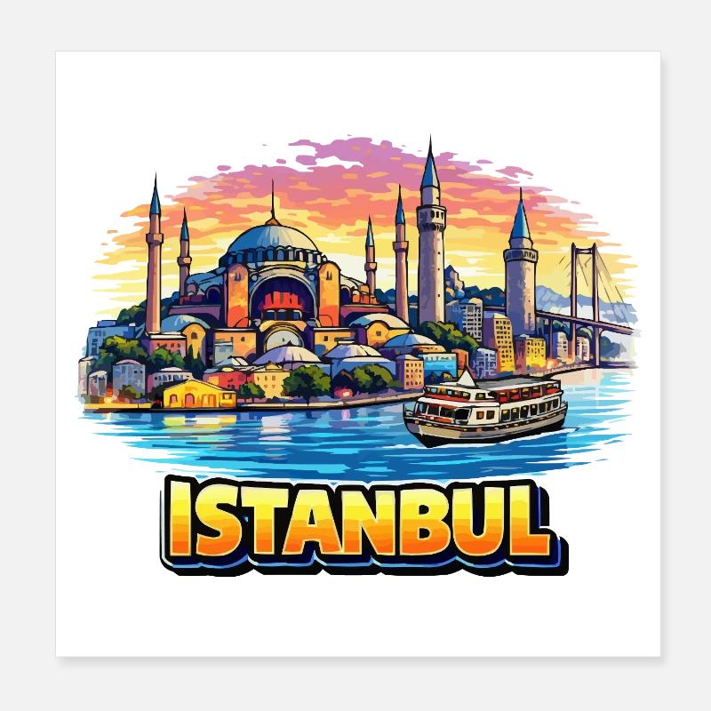 Istanbul skyline on the Bosphorus Poster 8" x 8" (20x20 cm)
