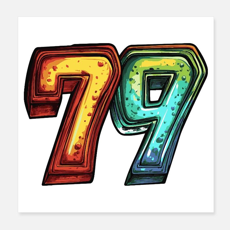 79 Nombre Coloré Poster 20 x 20 cm